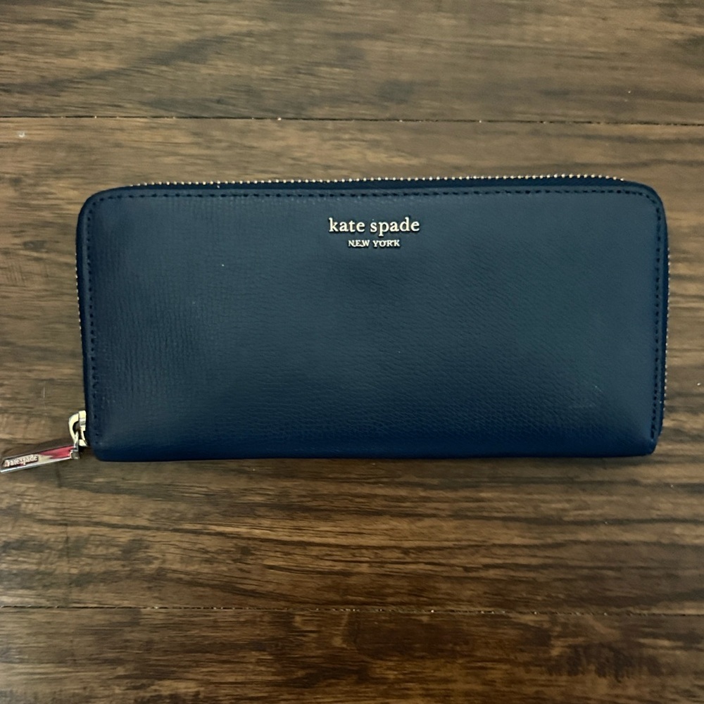 Kate Spade Navy Blue Pebbled Leather Wallet